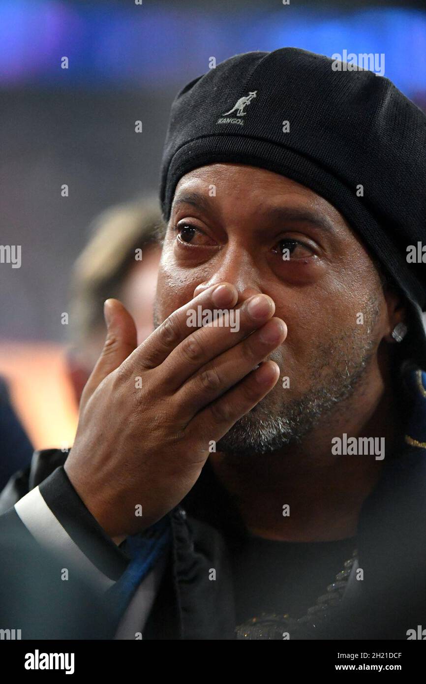 Paris, Frankreich. Oktober 2021. Ronaldinho - PSG vs RB Leipzig - Ligue 1 Uber isst am 15. Oktober 2021 im Parc des Princes, Paris, Frankreich. 15/10/2021-Paris, FRANKREICH. (Foto: Lionel Urman/Sipa USA) Quelle: SIPA USA/Alamy Live News Stockfoto