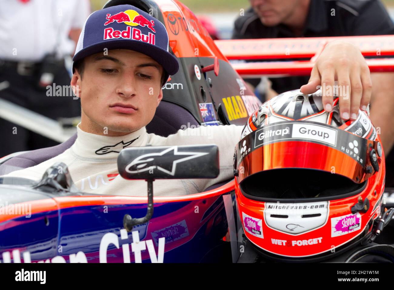 GP3-Rennfahrer-Champion Mitch Evans bei der Toyota Racing Series 2013, Hampton Downs, Neuseeland, Samstag, 02. Februar, 2013. Stockfoto