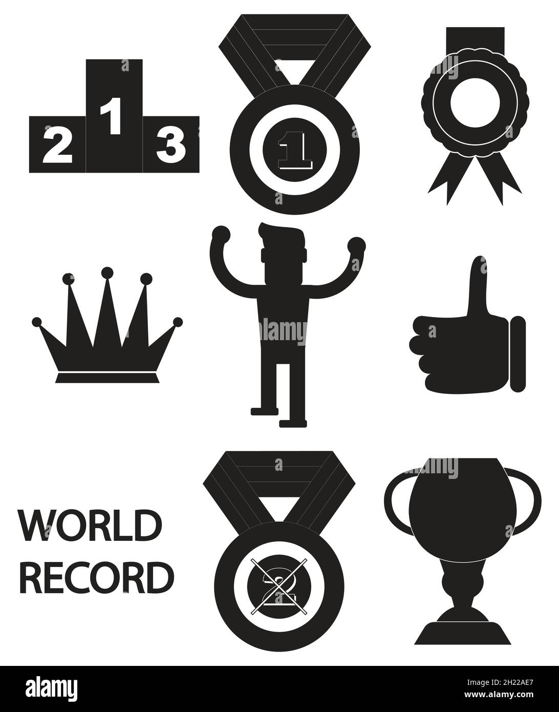 Die besten der Welt, Weltmeister, Weltrekord, ZIEGE, größte aller Zeiten, Ikonen Stock Vektor