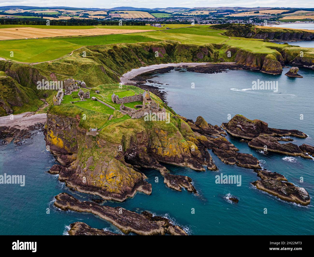 Luftaufnahme von Dunnottar Castle, Stonehaven, Schottland, Großbritannien Stockfoto