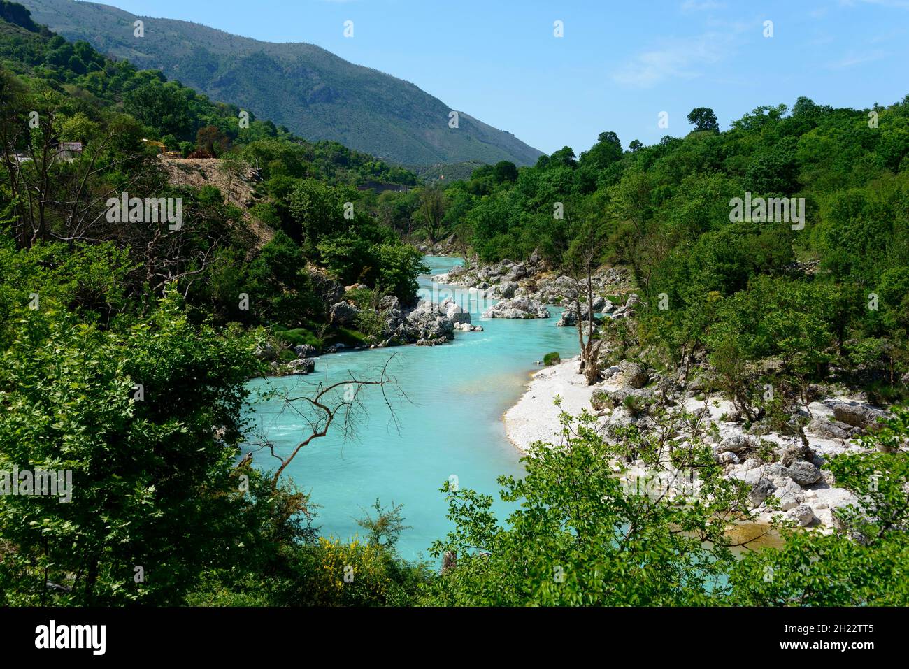 River Drino bei Uji i Ftothe, Ftoth?, Trinos, Albanien Stockfoto