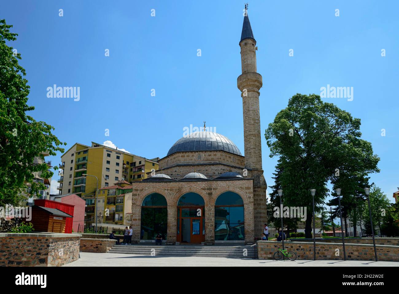 Mirahor Moschee, Moschee des Stallmeisters, Korca, Korca, Iljaz mirahori Moschee, Albanien Stockfoto