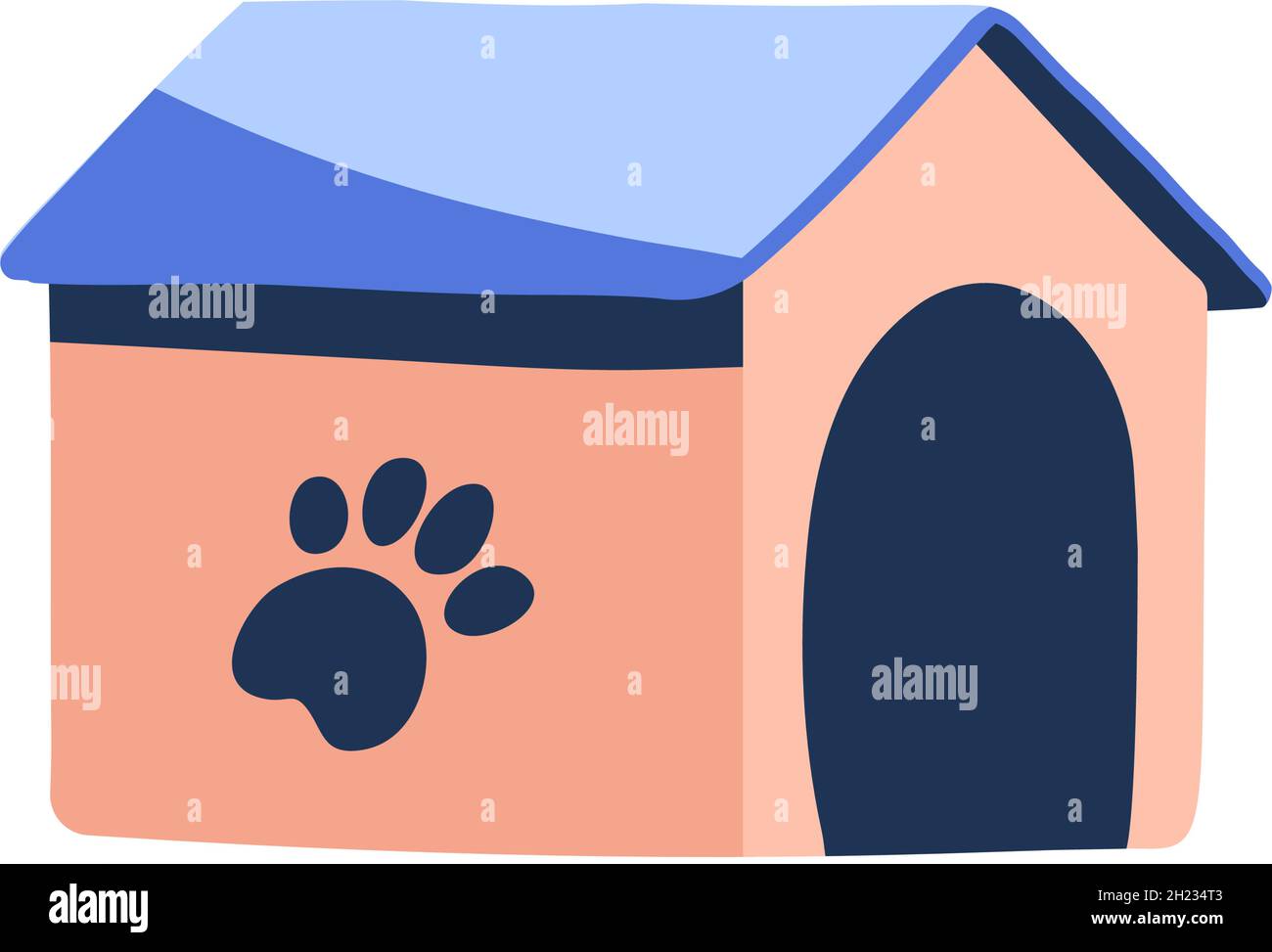 hundehütte, Vektorzeichnung. Handgezeichnetes Hundehaus. Isoliert auf weißem Hintergrund Stock Vektor