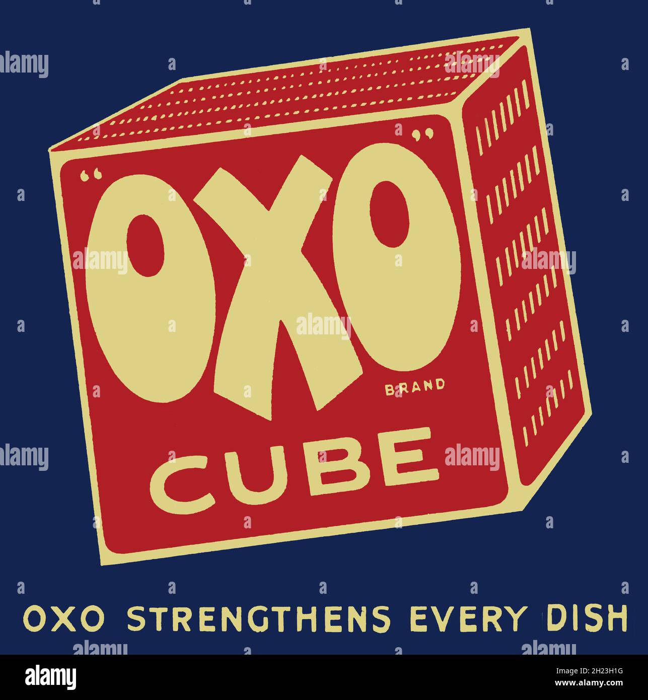 Eine Vintage-Werbung für Oxo-Würfel. Stockfoto