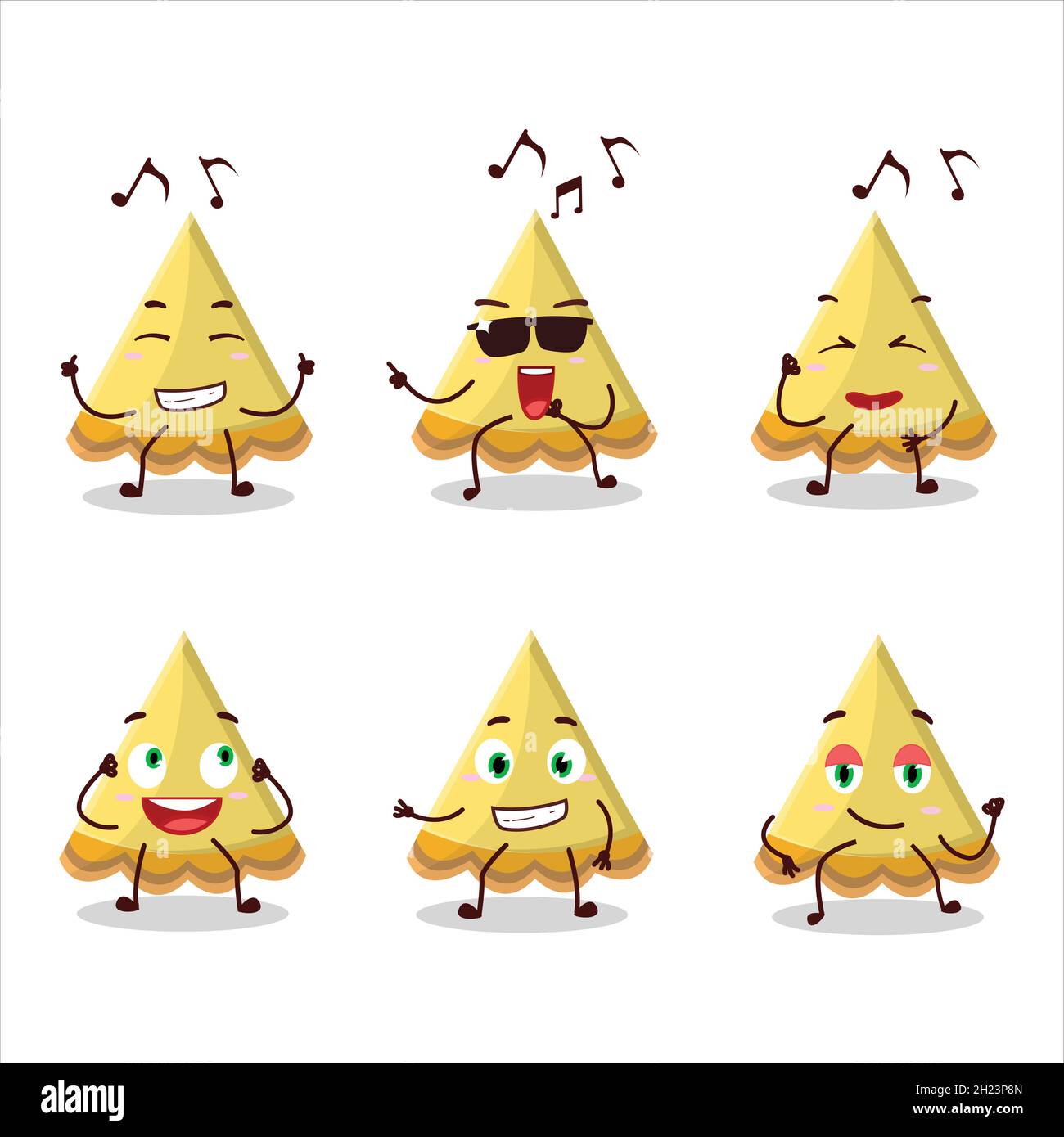 Ein Bild von Scheibe Zitrone Tart Tänzerin Cartoon-Figur genießen die Musik. Vektorgrafik Stock Vektor