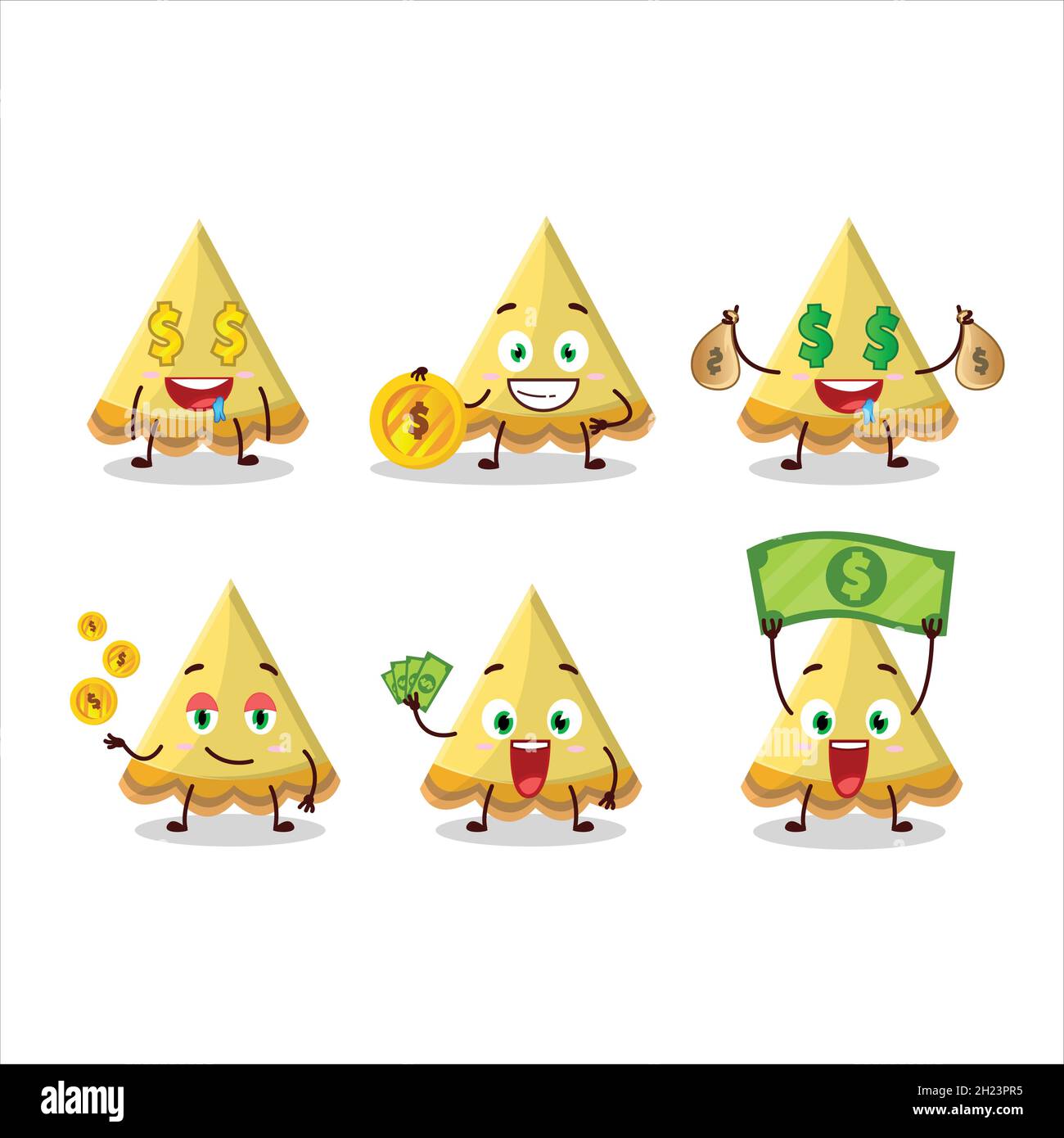 Ein Stück Zitrone herb Cartoon-Figur mit niedlichen Emoticon bringen Geld. Vektorgrafik Stock Vektor