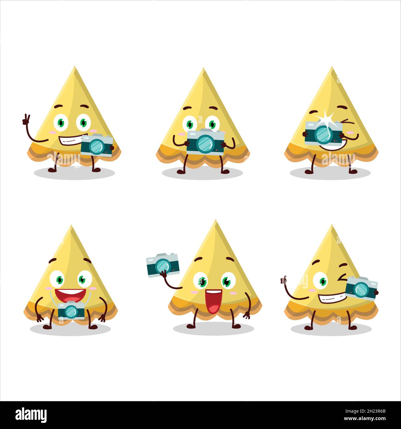 Fotograf Beruf Emoticon mit Scheibe Zitrone Tart Zeichentrickfigur. Vektorgrafik Stock Vektor