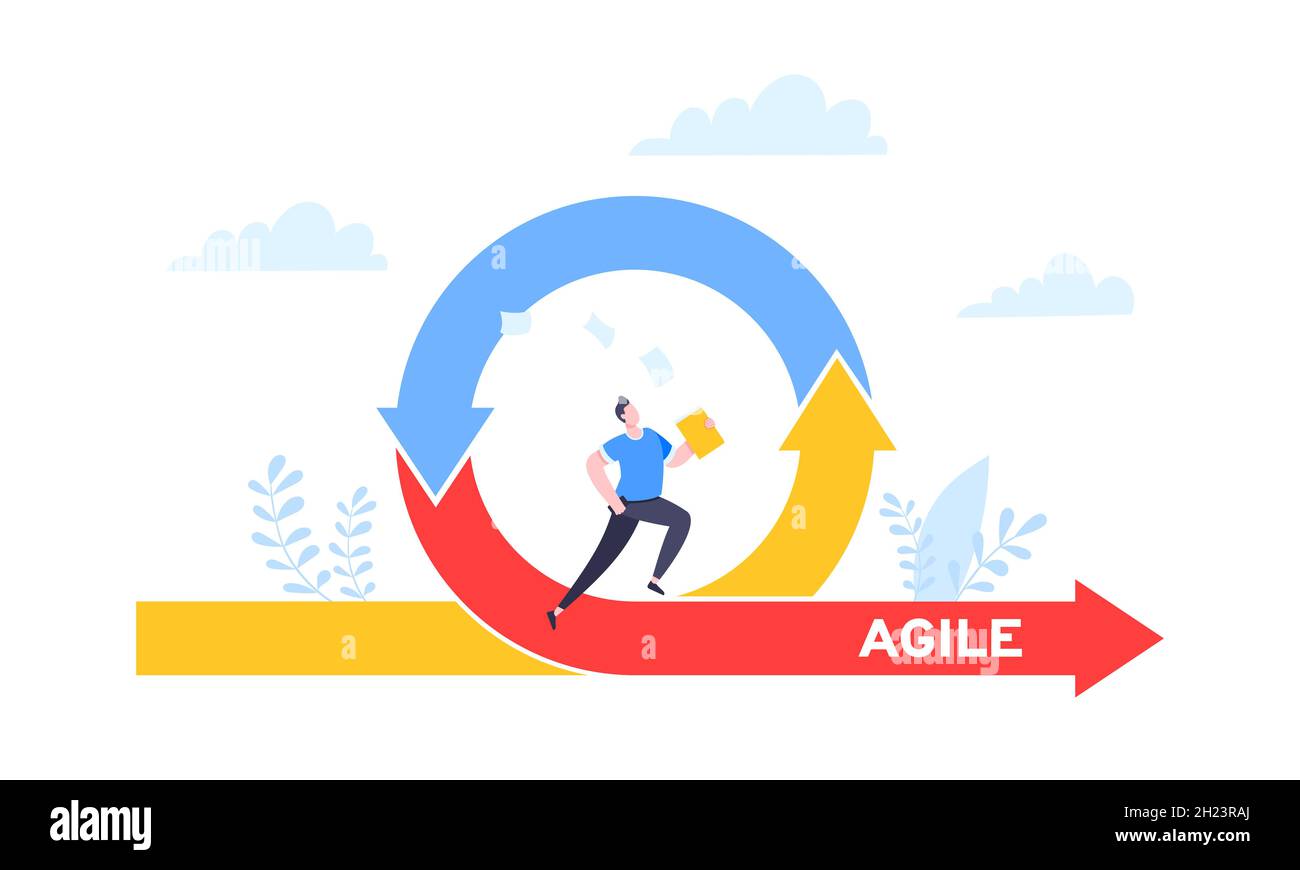 Agile Entwicklungsmethodik Geschäftskonzept flache Design-Vektor-Illustration isoliert auf weißem Hintergrund. Stock Vektor