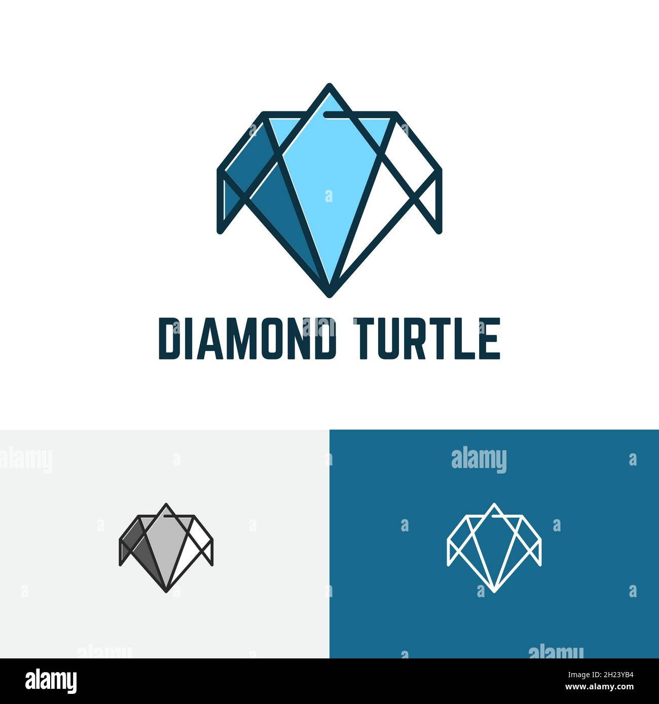 Blaues Logo Mit Klassischem Diamanten-Schildkrötenschmuck Im Stil Des Pogo Stock Vektor