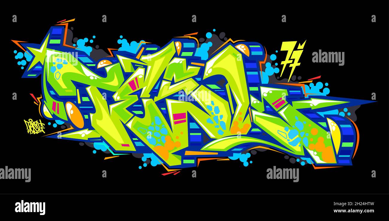 Abstrakt Urban Graffiti Street Art Wort Tesl Schriftzug Vektor Illustration Stock Vektor