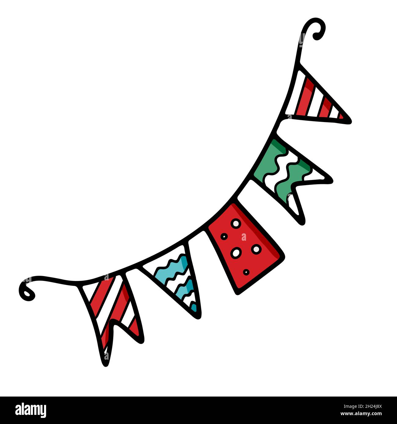 Bunte Fahnen für eine Party oder einen Geburtstag am Seil Stock Vektor