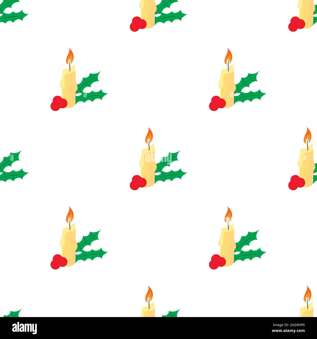 Weihnachten Kerze und Beeren Muster nahtlose Hintergrund Textur wiederholen Tapete geometrischen Vektor Stock Vektor