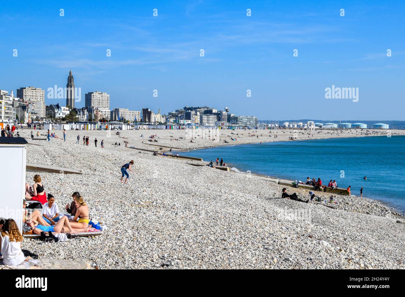 Le Havre (Normandie, Nordwestfrankreich): Der Strand Stockfoto