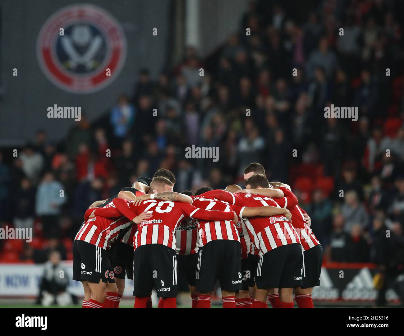 Sheffield, England, 19. Oktober 2021. Während des Spiels der Sky Bet Championship in der Bramall Lane, Sheffield, können Sie sich vor dem Spiel hüten. Bildnachweis sollte lauten: Simon Bellis / Sportimage Stockfoto