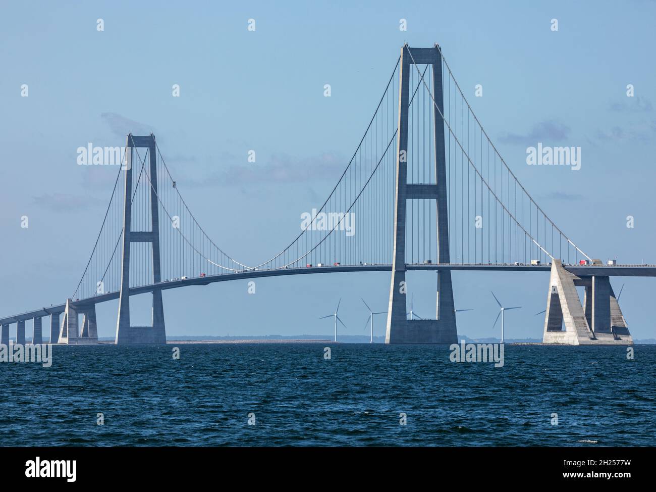 Die Ostbrücke, die den Großen Gürtel überquert, Teil des Großen Gürtels feste Verbindung zwischen Fünen und Seeland in Dänemark Stockfoto