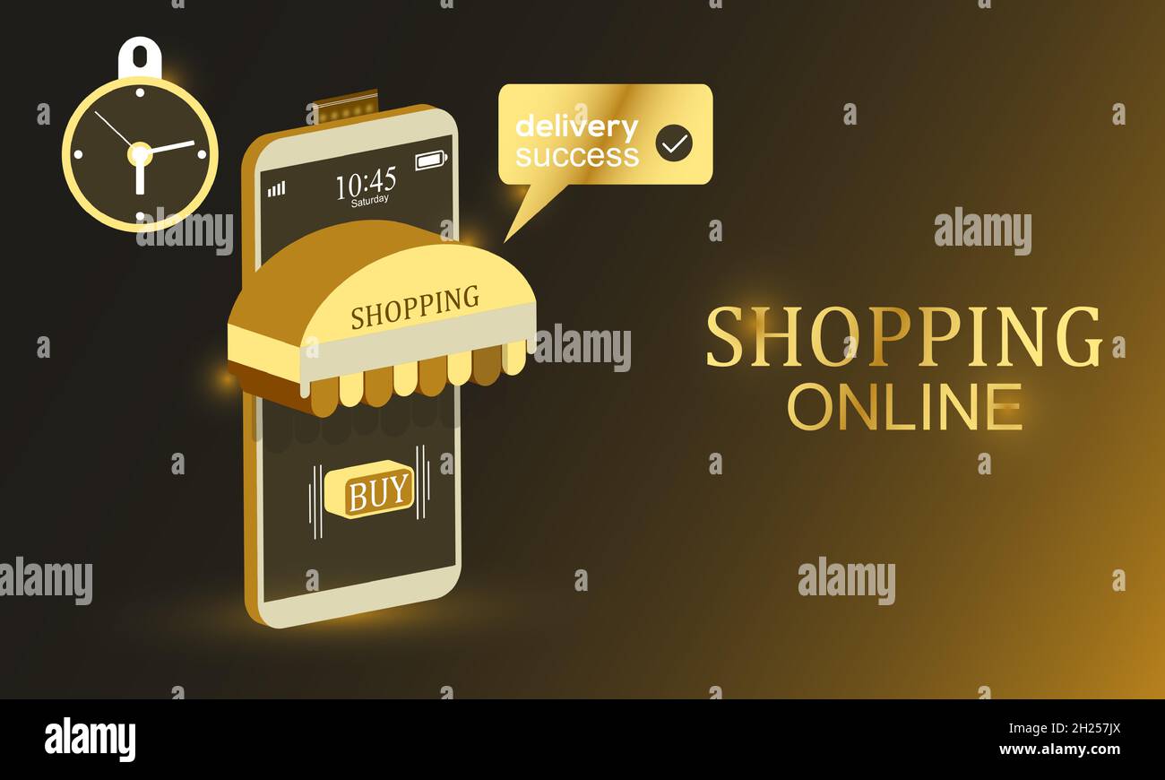 3d Isometrische Online-Lieferung Shopping-Vektor-Vorlage mit Smartphone-App. Stock Vektor