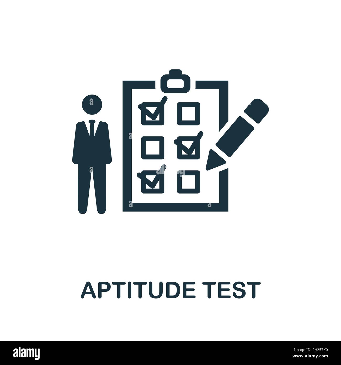 Symbol für Eignungstest. Monochromes Schild aus der Creative Learning Collection. Creative aptitude Test Icon Illustration für Web-Design, Infografiken und vieles mehr Stock Vektor