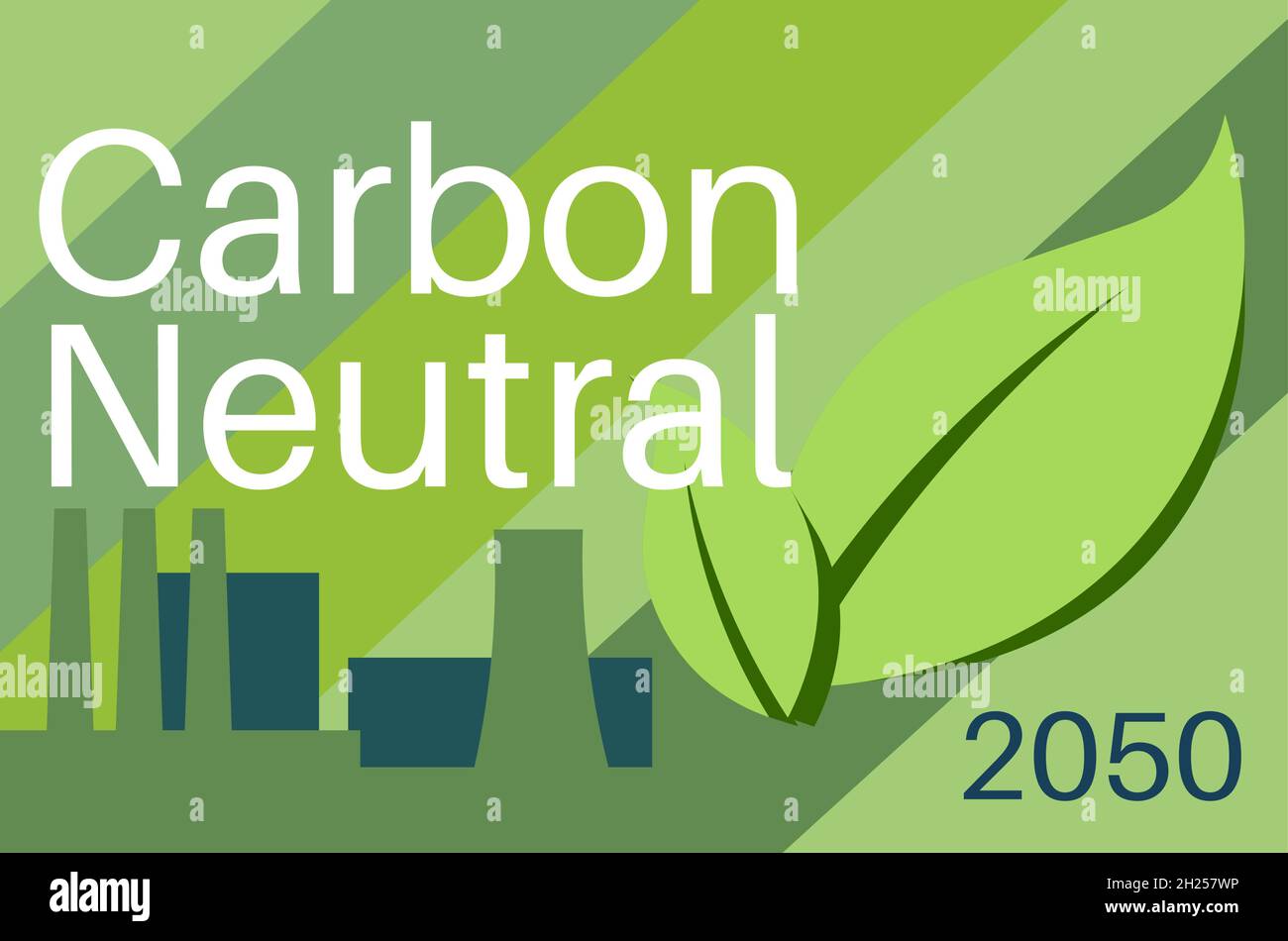 Kohlenstoffneutrale Vektordarstellung CO2-neutrale Konsept auf grünem Hintergrund Stock Vektor