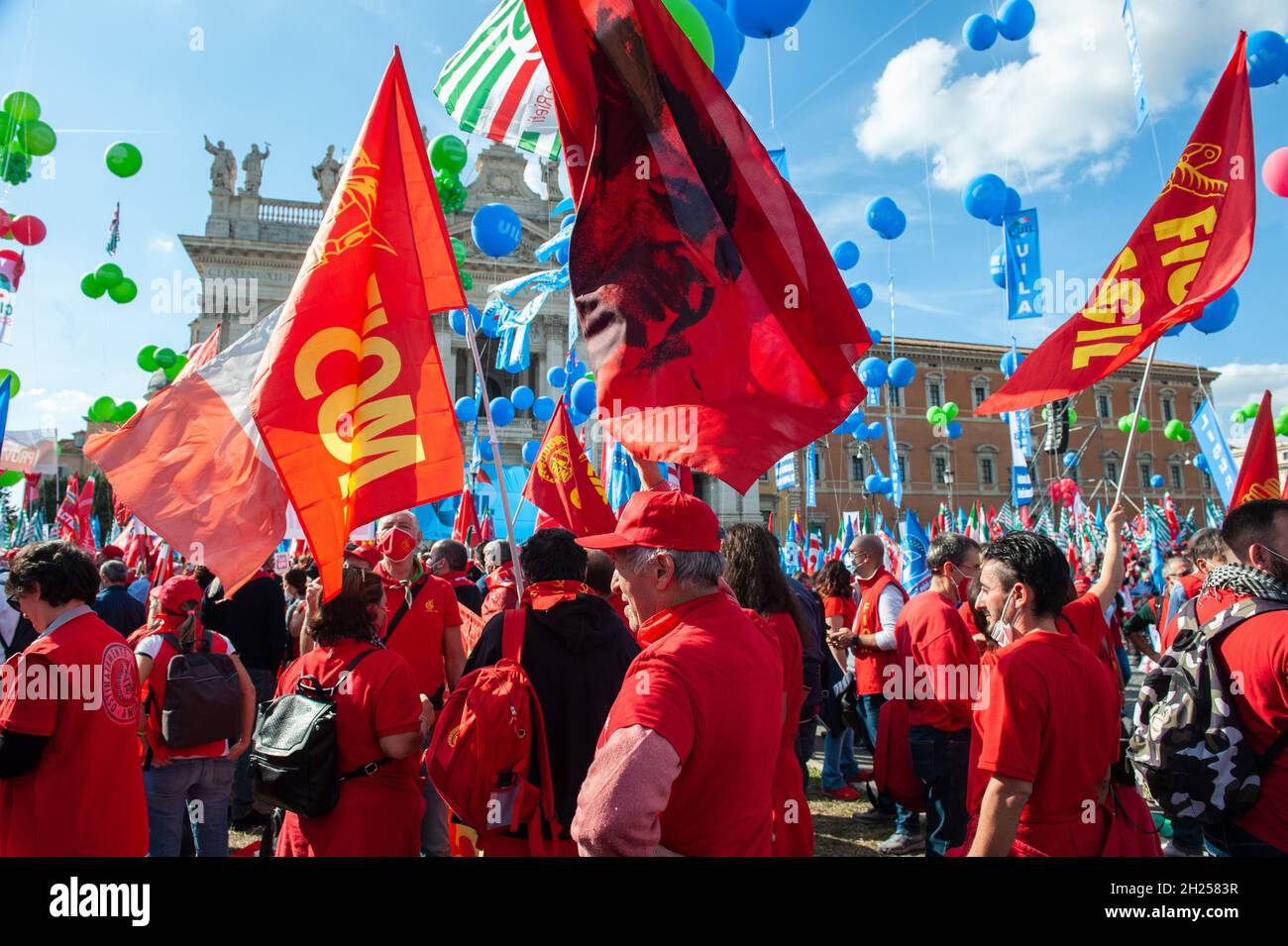 Rom, Italien 16/10/2021: Demonstration 'nie wieder Faschismus'. © Andrea Sabbadini Stockfoto