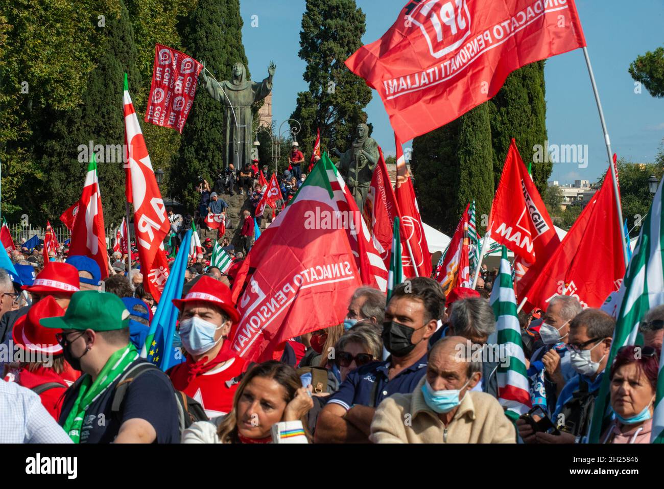 Rom, Italien 16/10/2021: Demonstration 'nie wieder Faschismus'. © Andrea Sabbadini Stockfoto