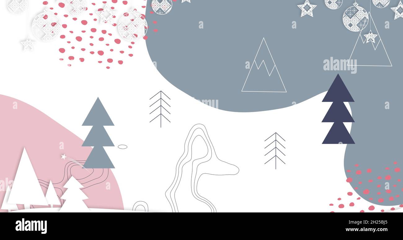 Bild von weihnachtssymbolen und Netzwerk von Verbindungen Stockfoto