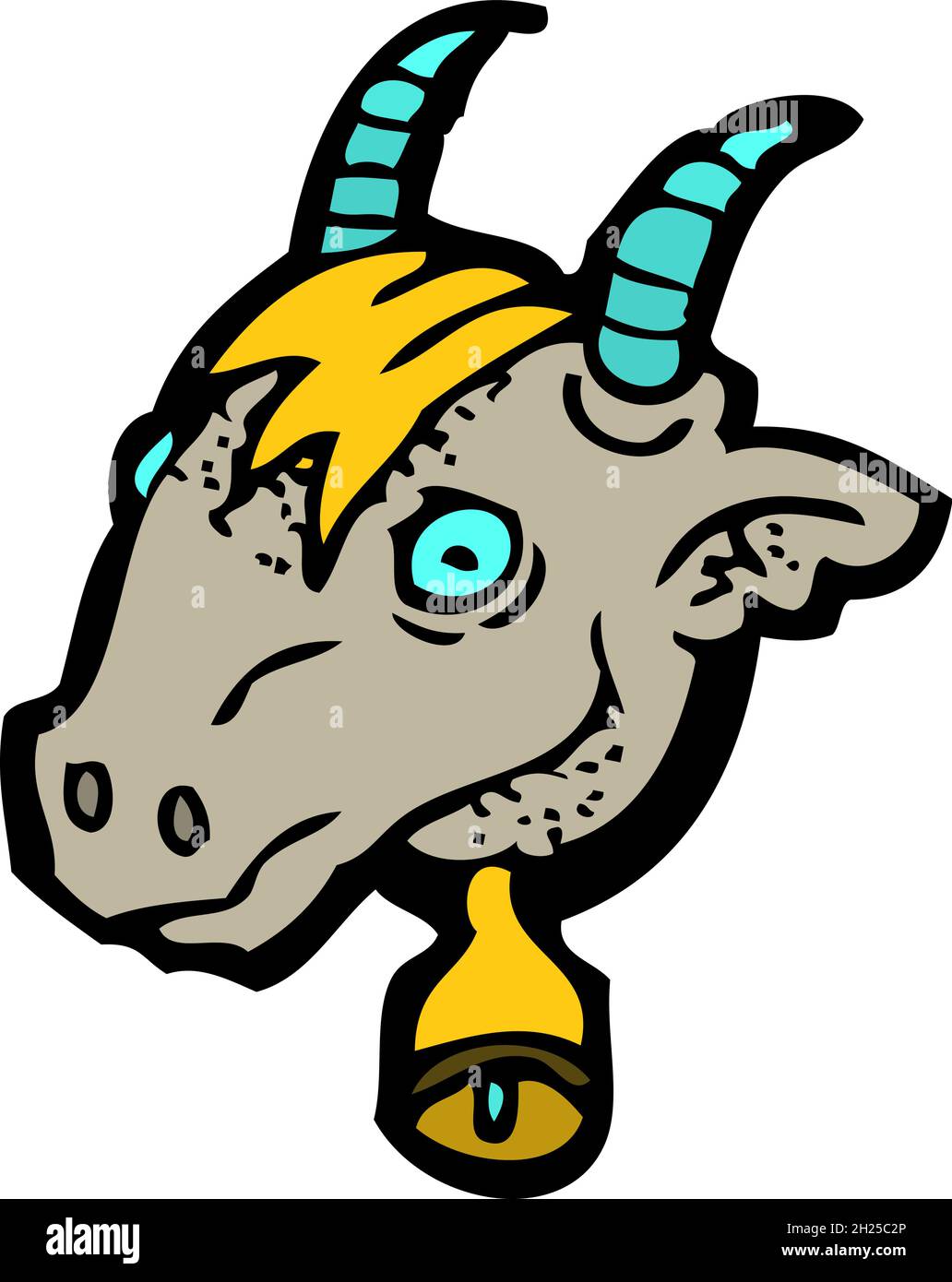 Stier mit Glocke im Cartoon-Stil Stock Vektor