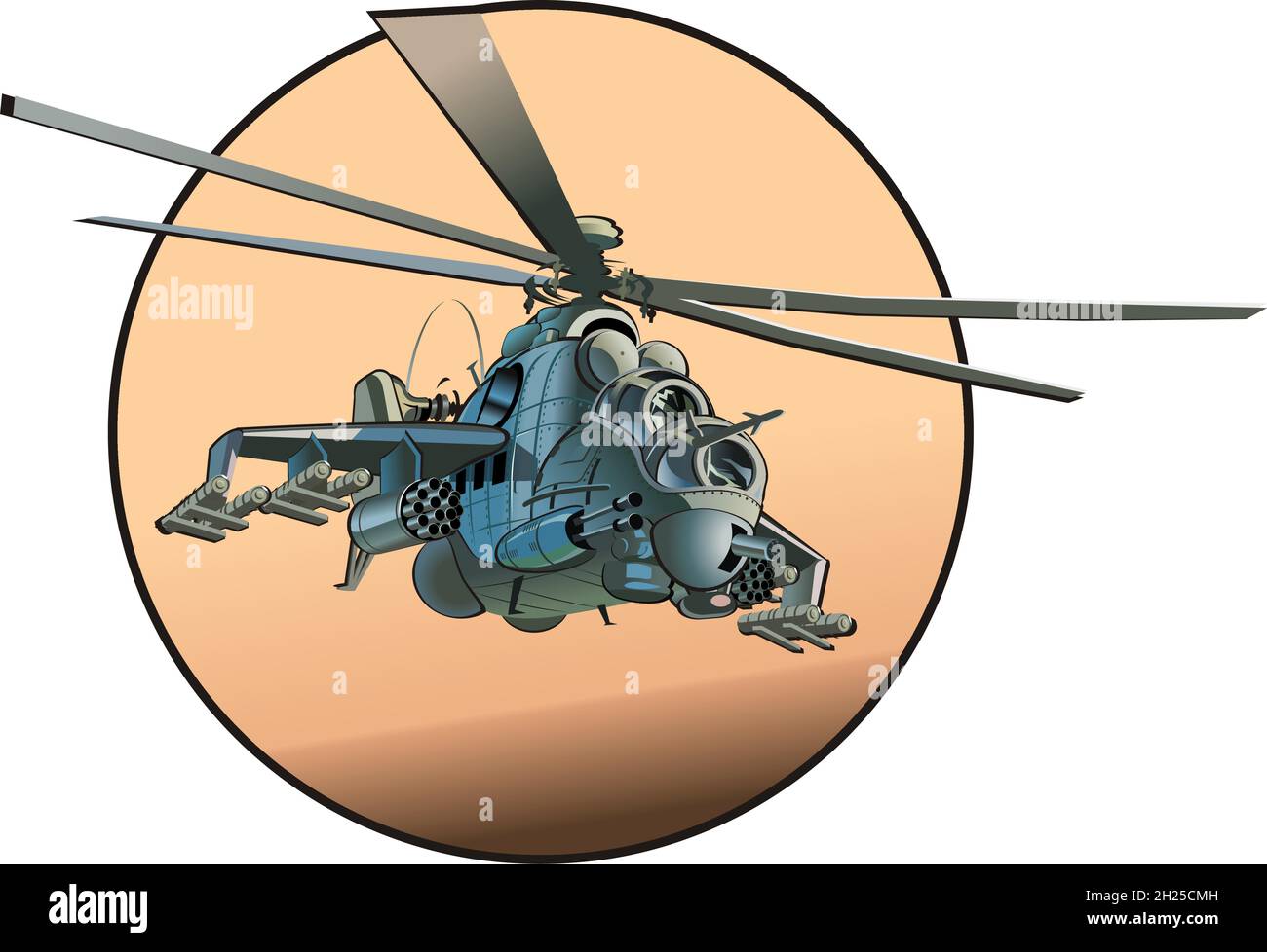 Cartoon Armee Hubschrauber. Verfügbares EPS-8-Vektorformat, das durch Gruppen und Ebenen getrennt ist, für eine einfache Bearbeitung Stock Vektor