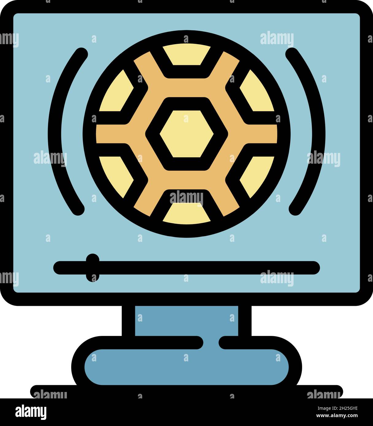 Online-Computerfußball-Symbol. Umriss Online-Computer Fußball Vektor Symbol Farbe flach isoliert Stock Vektor