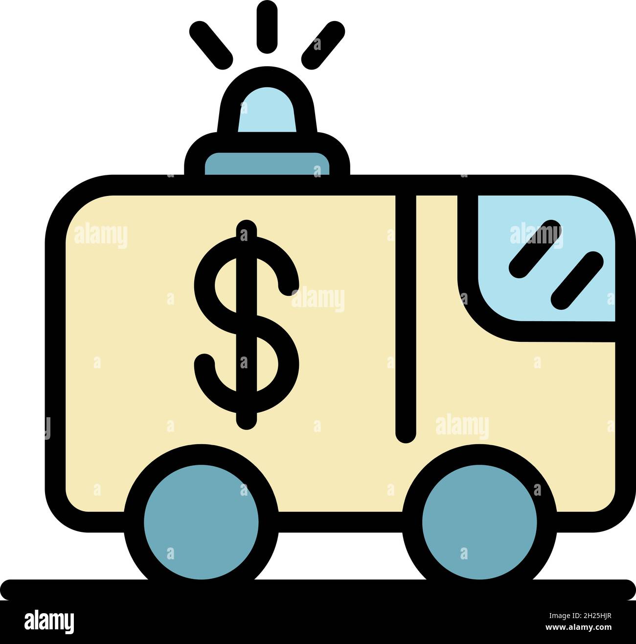 Symbol für Cash Money Truck. Umriss Cash Money Truck Vektor Symbol Farbe flach isoliert Stock Vektor