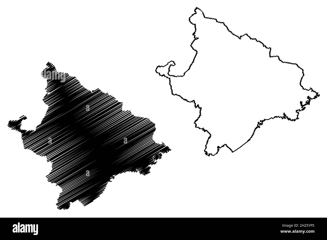 Mayurbhanj Bezirk (Odisha Staat, Republik Indien) Karte Vektor Illustration, scribble Skizze Mayurbhanj Karte Stock Vektor