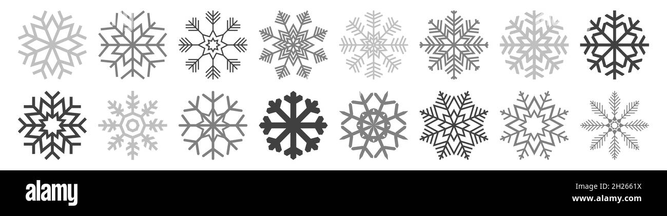 eps10 Vektordatei mit Sammlung von verschiedenen abstrakten Schneeflocken Für Weihnachten und Winterzeit Konzepte Stock Vektor