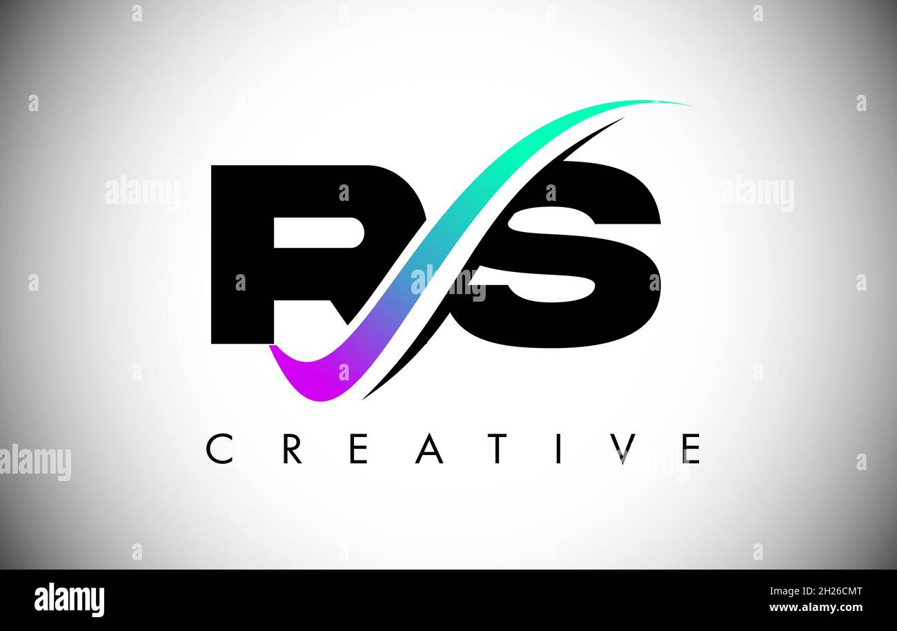 RS Letter-Logo mit geschwungener Kreativ-Swoosh-Linie. RS Icon Vector mit fetter Schrift und lebendigen Farben Illustration. Stock Vektor
