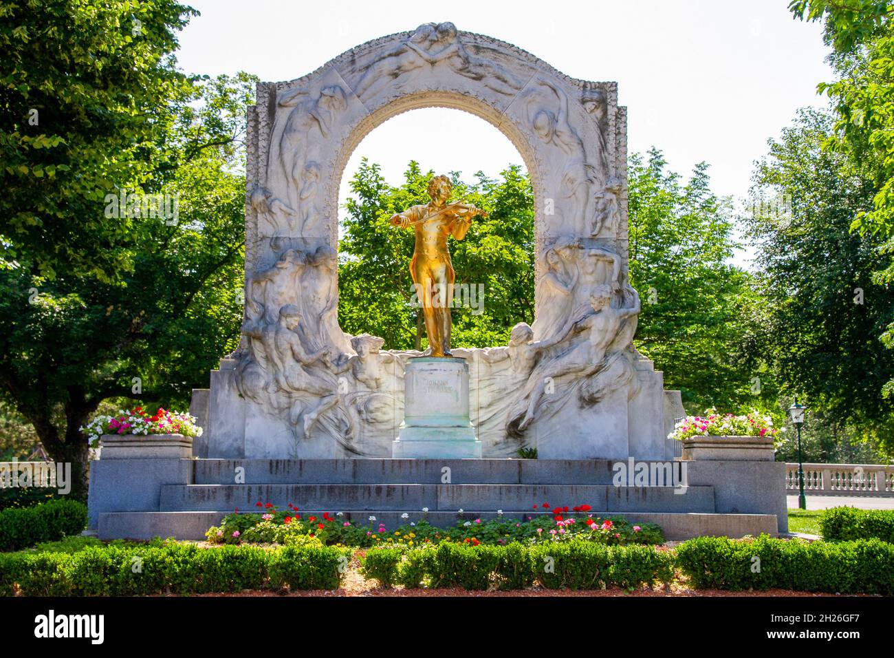 Wien, Österreich, 21. Juli 2021. Denkmal für Johan Strauss im Stadtpark Stockfoto