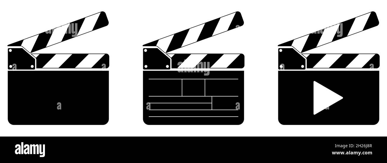Satz Klapptafel. Film-Klatschbrett. Vektorgrafik Stock Vektor