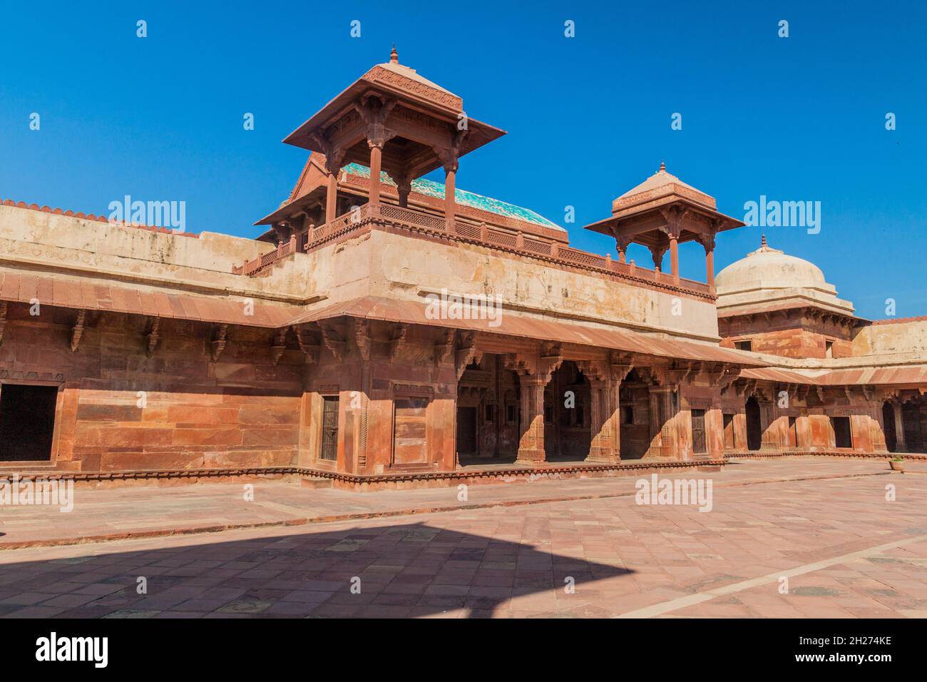 Jodha Bai's Palace in der alten Stadt Fatehpur Sikri, Bundesstaat Uttar Pradesh, Indien Stockfoto