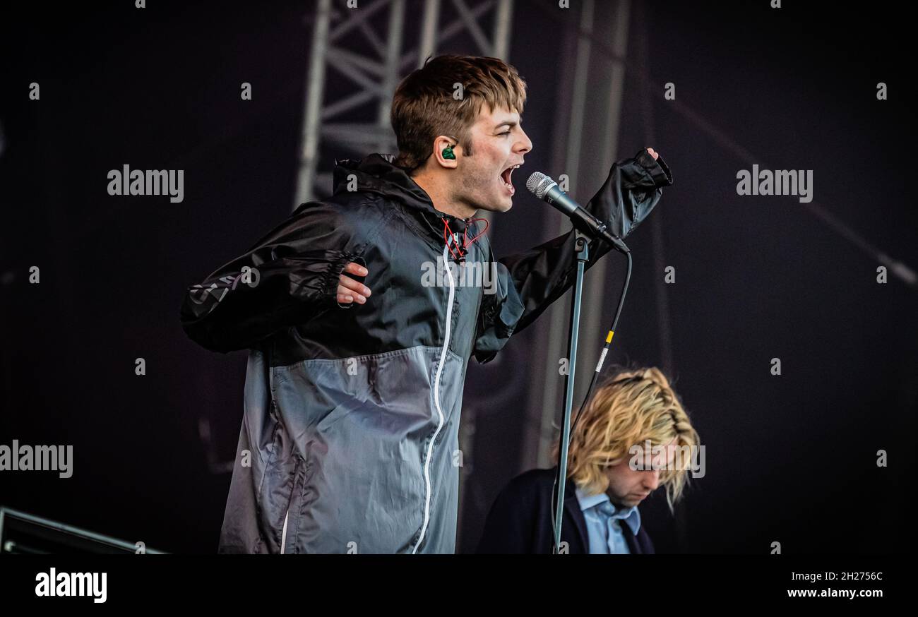 Grian Chatten aus Fontaines D.C. tritt am 29. August 2021 beim Victorious Festival, Portsmouth, UK 2021 auf der Common Stage auf. Stockfoto