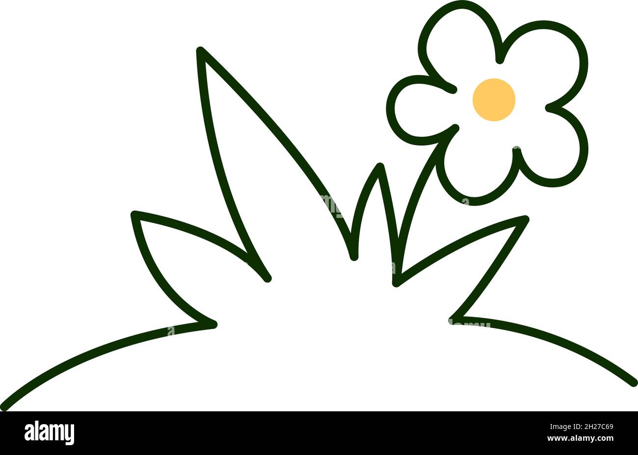 Skizze der Feldblume. Kamille im grünen Gras Stock Vektor