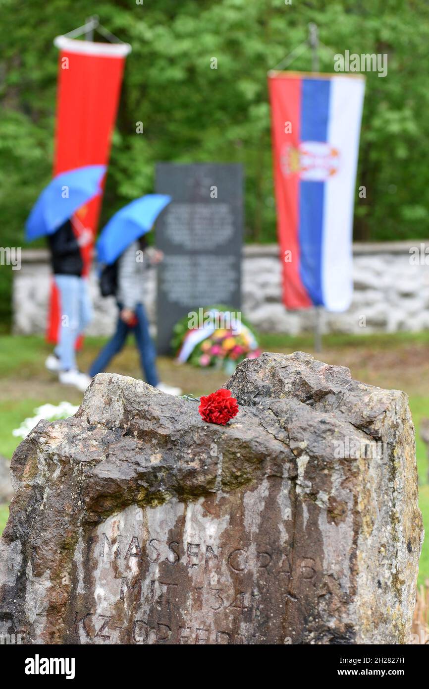 Das KZ Ebensee war ein Außenlager des KZs Mauthausen in der Gemeinde Ebensee in Oberösterreich. Die Häftlinge im KZ Ebensee wurden eingesetzt, um Stol Stockfoto