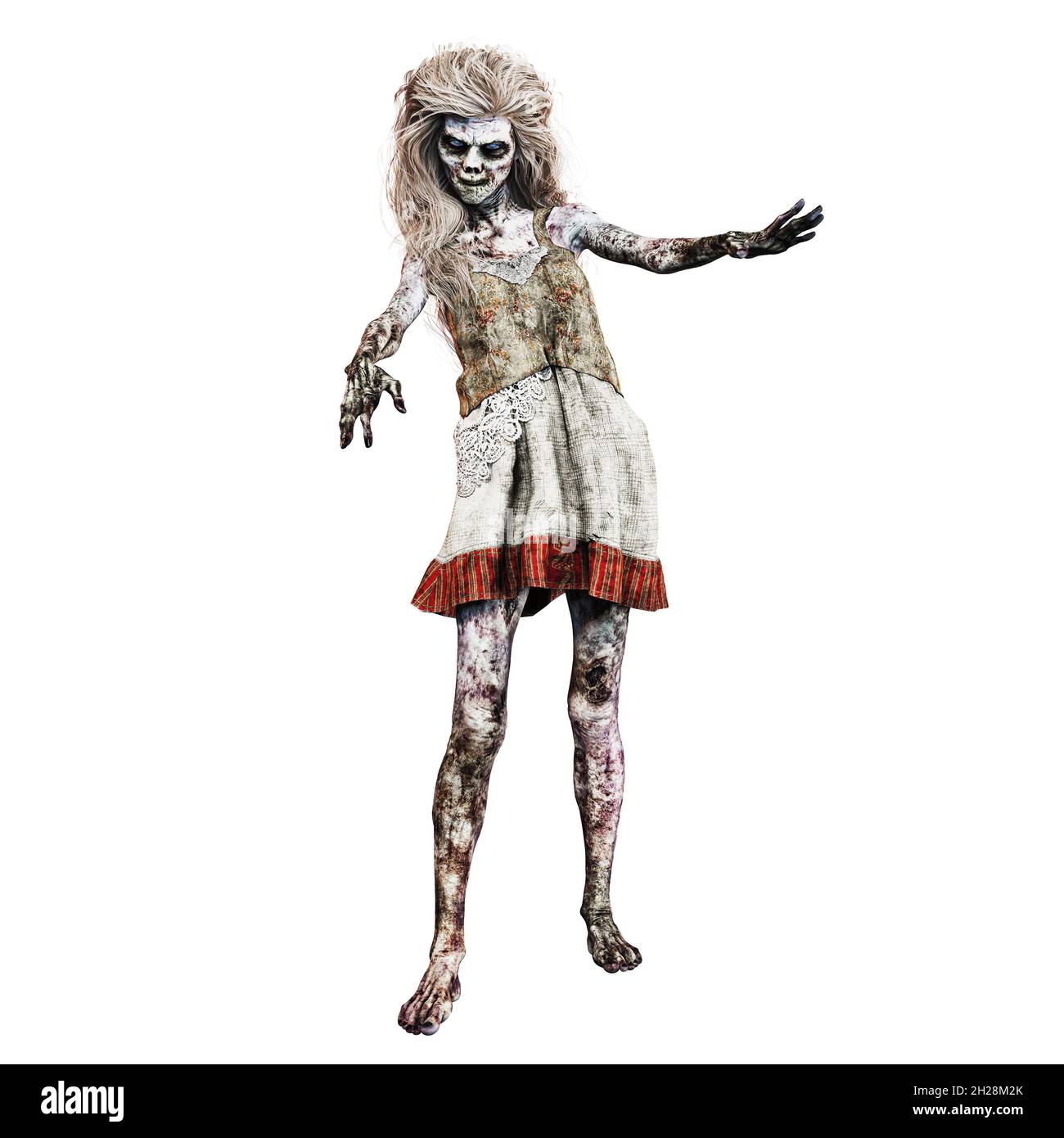 Zombie Undead Woman, 3D-Rendering, 3D-Illustration Stockfoto