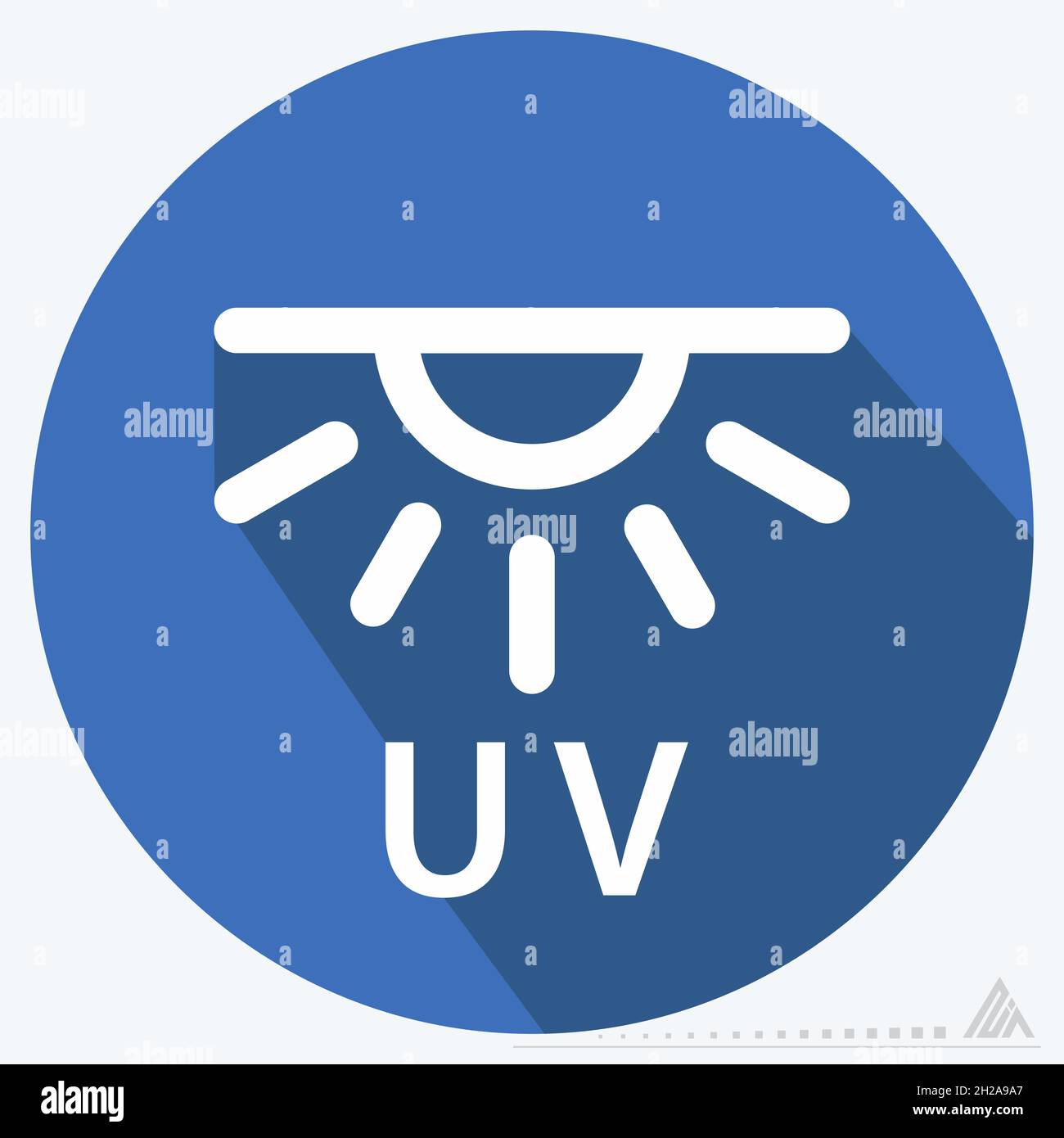 Icon UV-Strahlen - langer Schatten Stil - einfache Illustration, editierbare Kontur, Design-Vorlage Vektor, gut für Drucke, Poster, Werbung, Ansager Stock Vektor