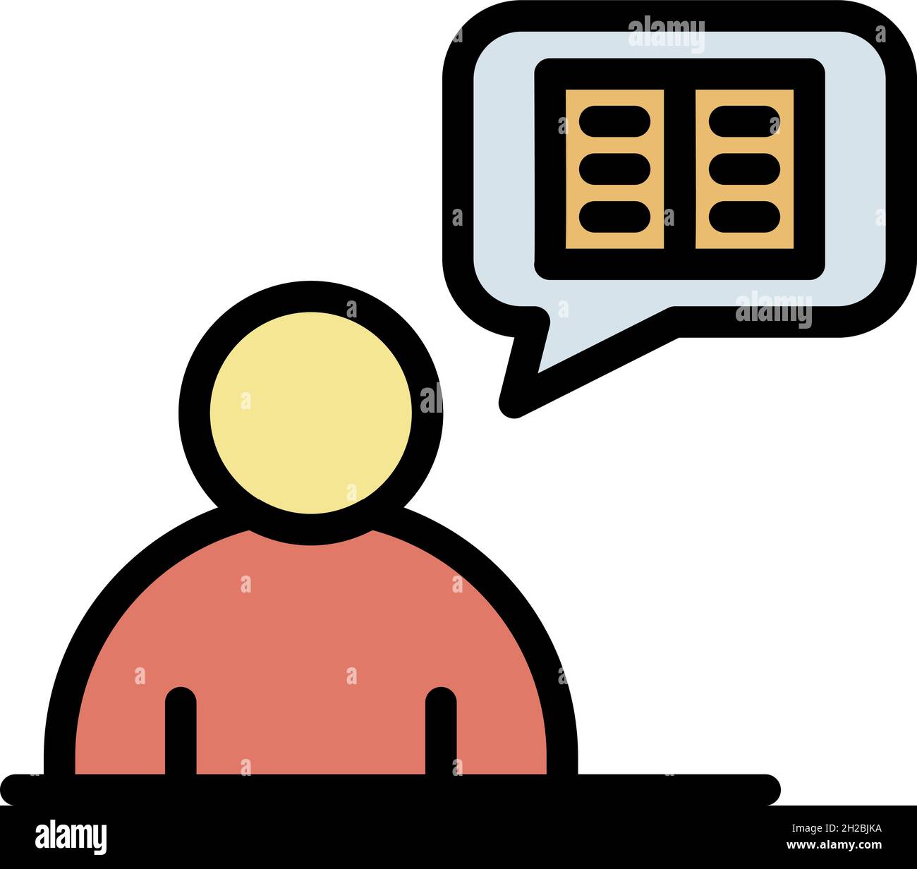 Denksymbol für Geschichtenerzähler. Skizzieren Geschichtenerzähler Denken Vektor Symbol Farbe flach isoliert Stock Vektor