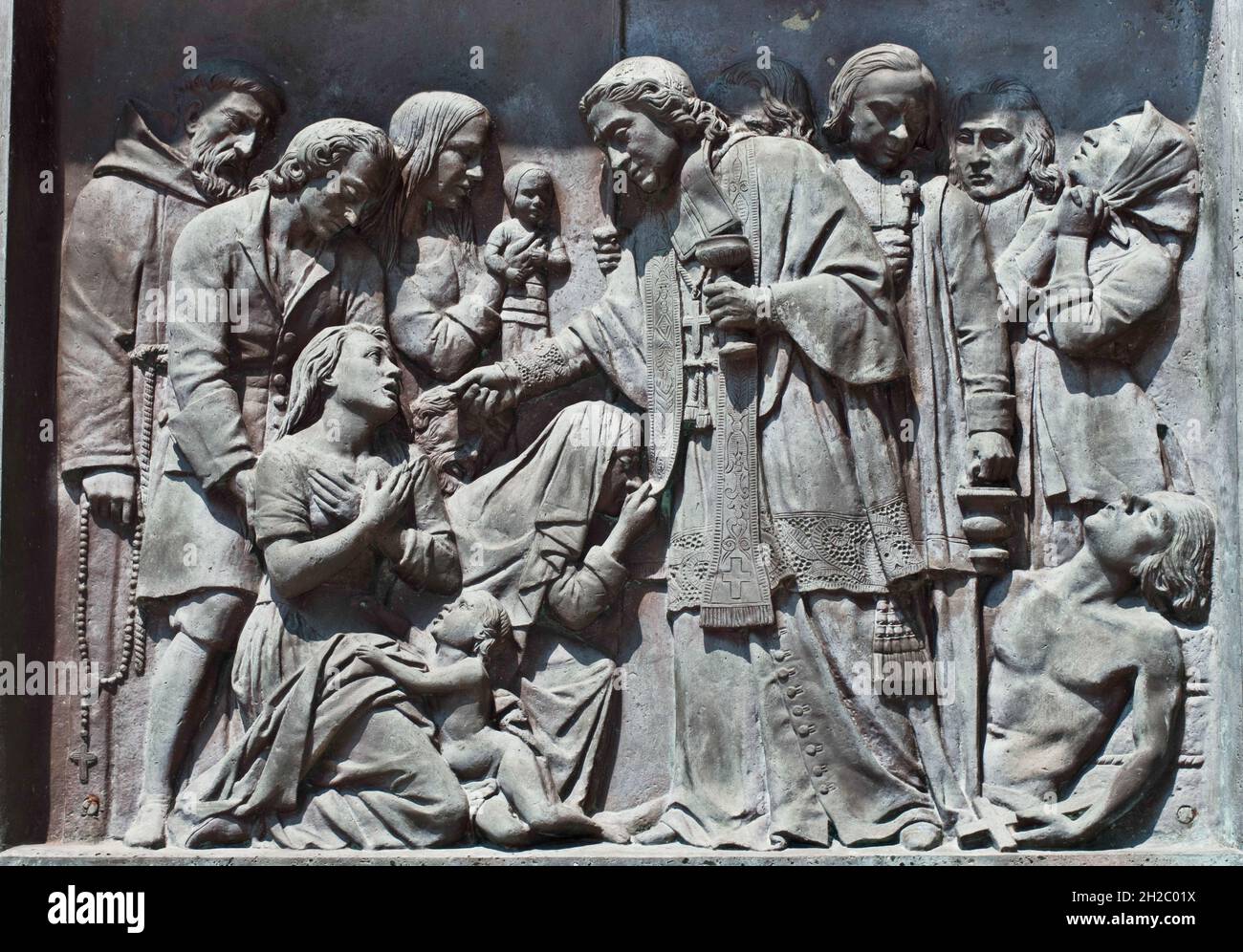 Statue des Erzbischofs Belsunce (große Pest von Marseille 1720 vom Bildhauer Joseph Marius RAMUS (1805-1888) Stockfoto
