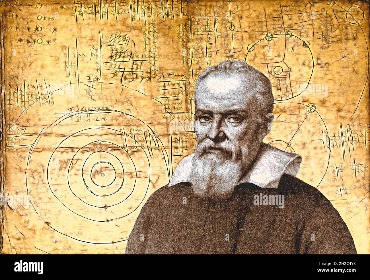 Galileo Galilei, 1564 - 1642, italienischer Astronom, handschriftliche wissenschaftliche Notizen Stockfoto