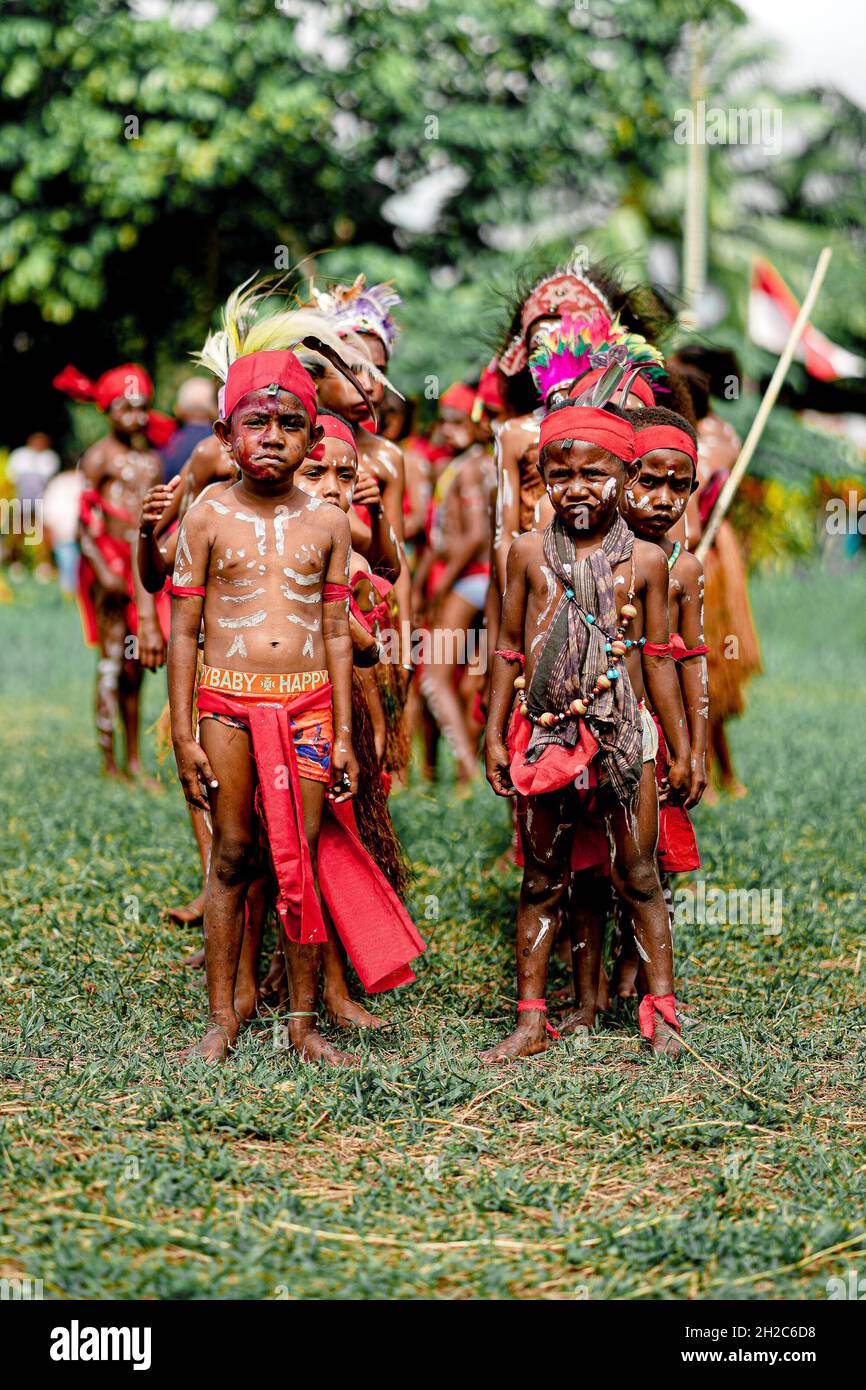 Kinder von Papua Stockfoto