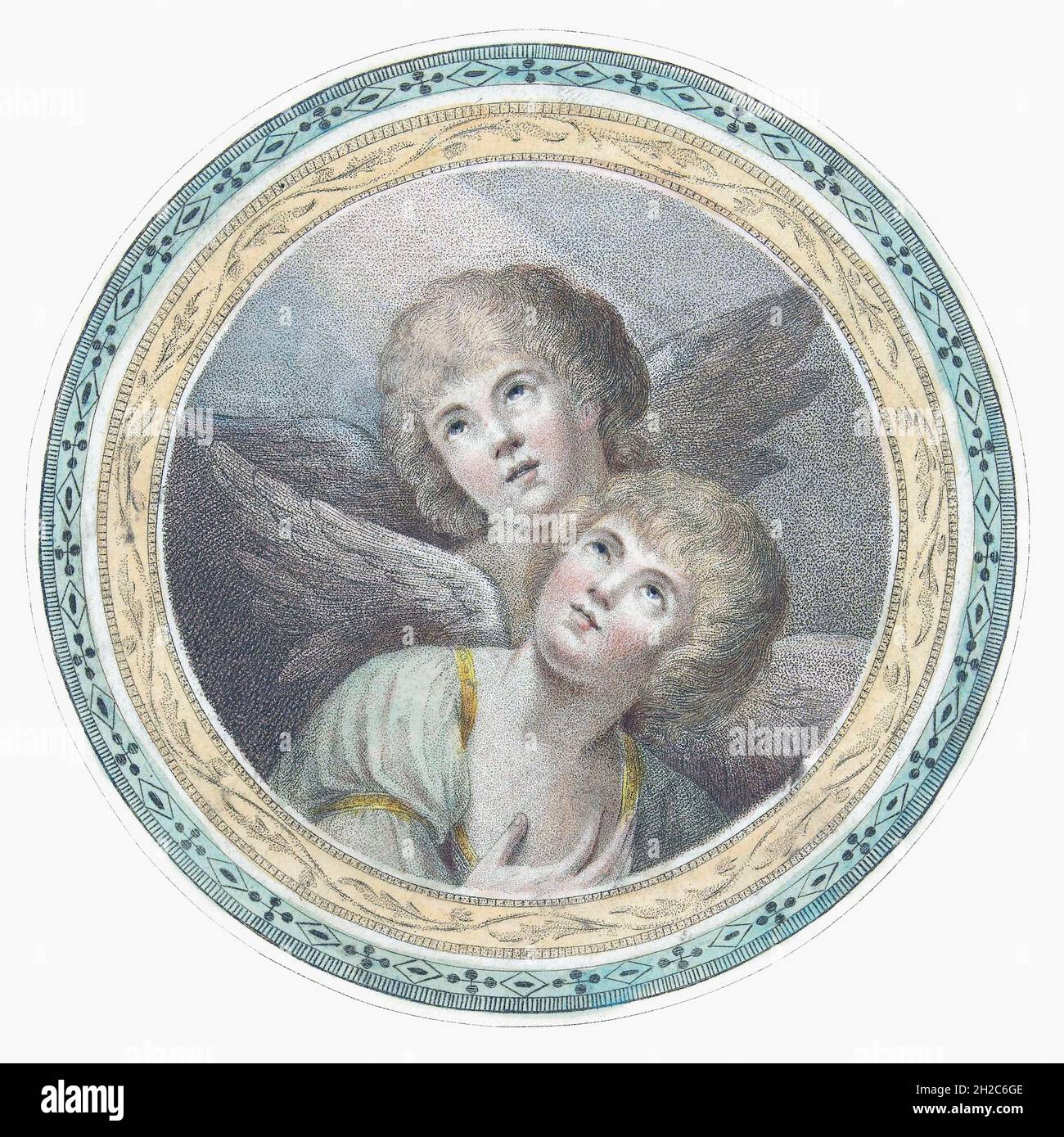 Zwei Engel. Nach einem späten 18. Entury Werk von Charles Howard Hodges. Stockfoto