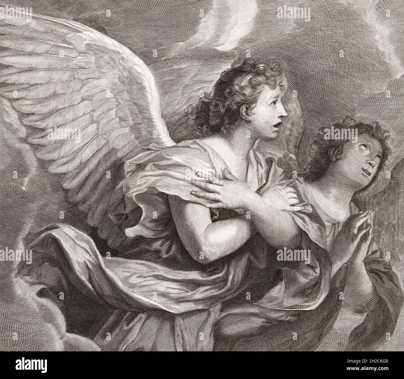 Zwei Engel. Nach einem Werk von Pieter Willem van Megen aus dem 18. Jahrhundert. Stockfoto
