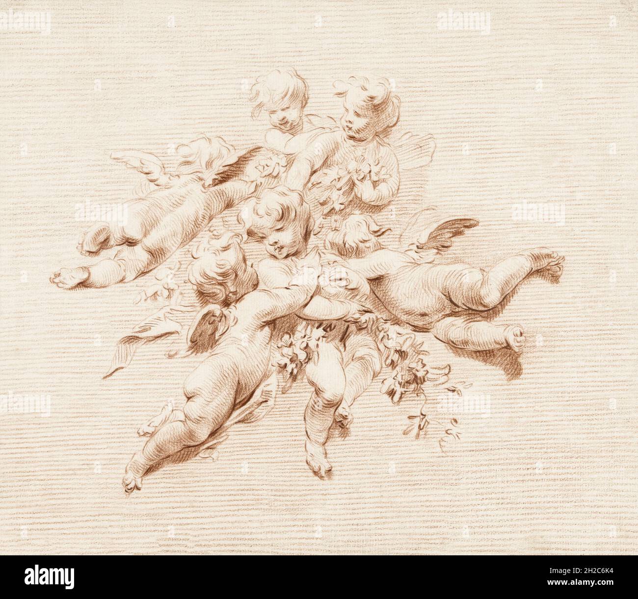 Eine Gruppe von Engeln. Nach einem Werk von Jacob de Wit aus dem 18. Jahrhundert. Stockfoto