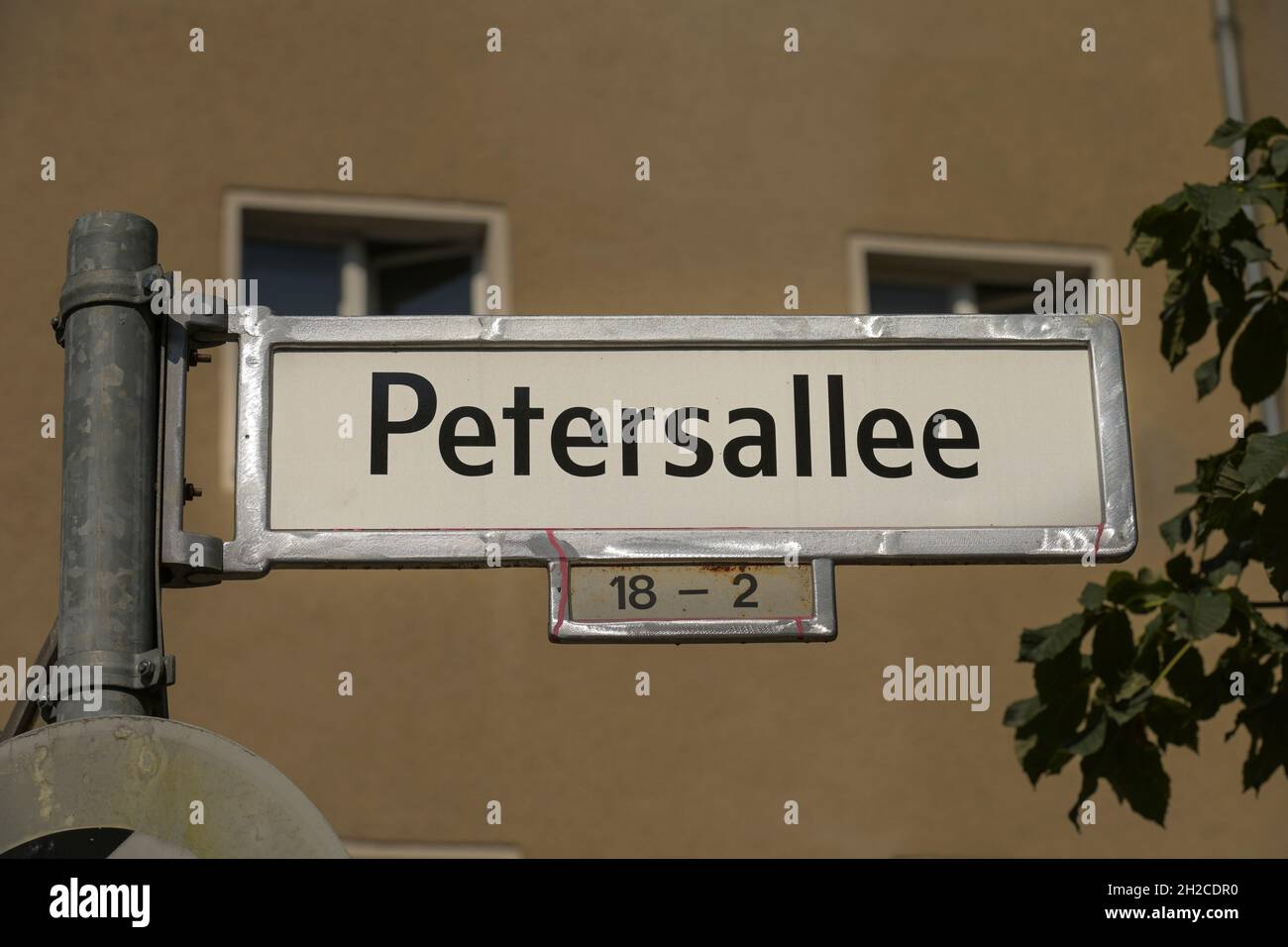 Straßenschild Petersallee, Wedding, Berlin, Deutschland Stockfoto