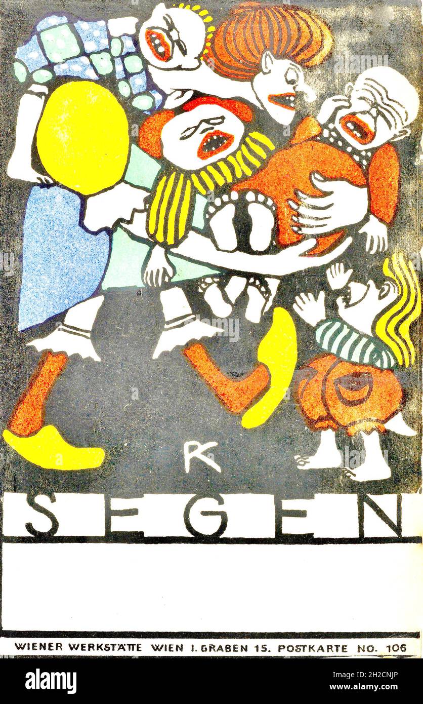 Rudolf Kalvach Kunstwerk mit dem Titel Blessing - Wiener Werkstätte Vintage Illustration mit Kopierraum Stockfoto