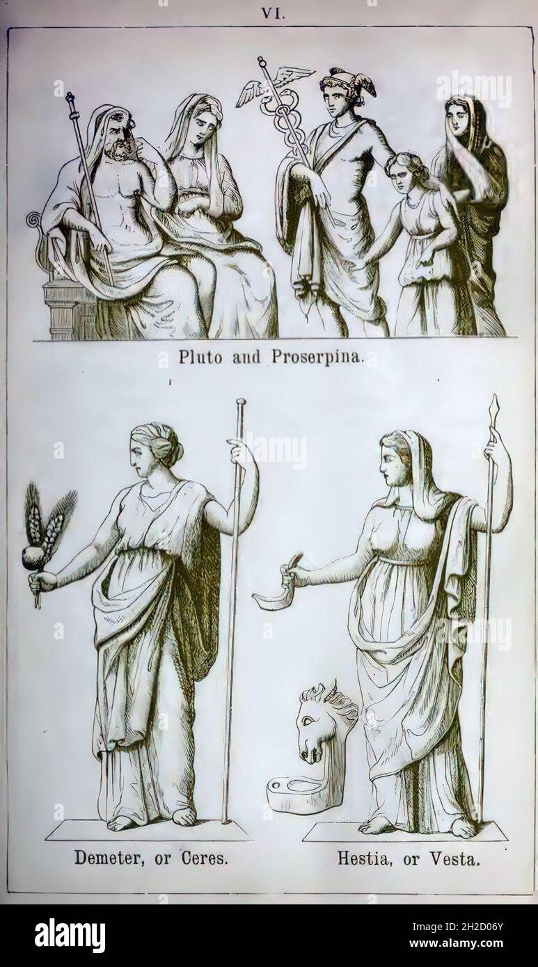 Griechische und römische Mythologie - Vintage-Illustrationen aus dem 19. Jahrhundert Stockfoto